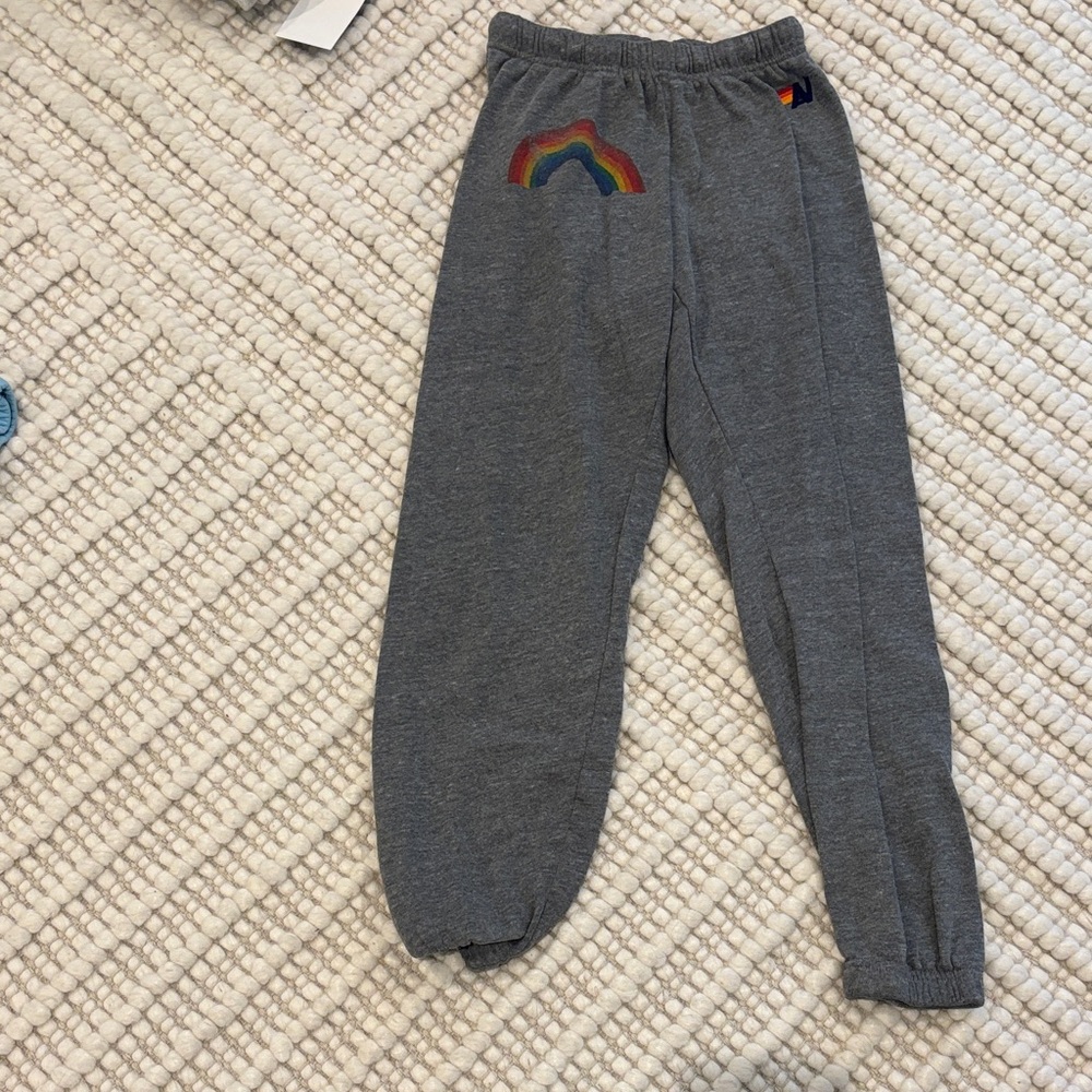 Aviator Nation Gray Joggers with Rainbow Accent